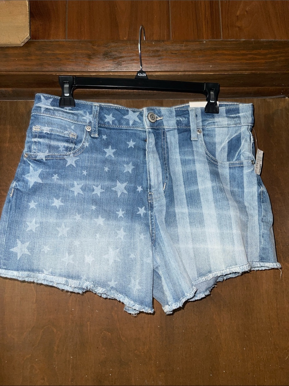 Maurices Light Blue Star & Stripe Denim Shorts